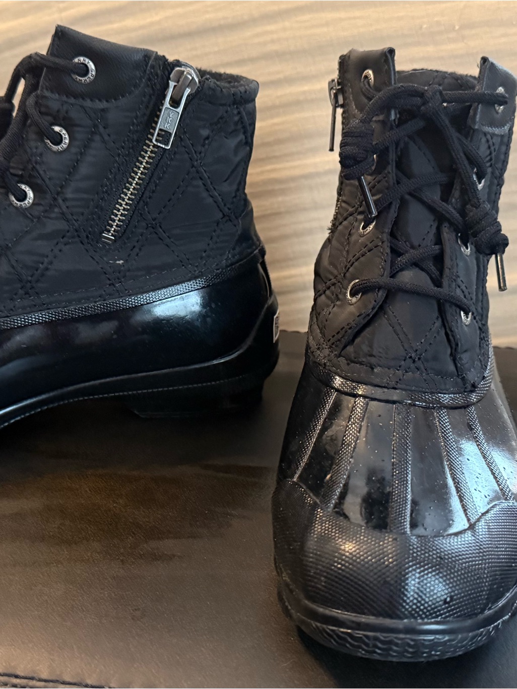 Sperry Womens Black Lace-Up Waterproof Duck Boots — image 2 of 3